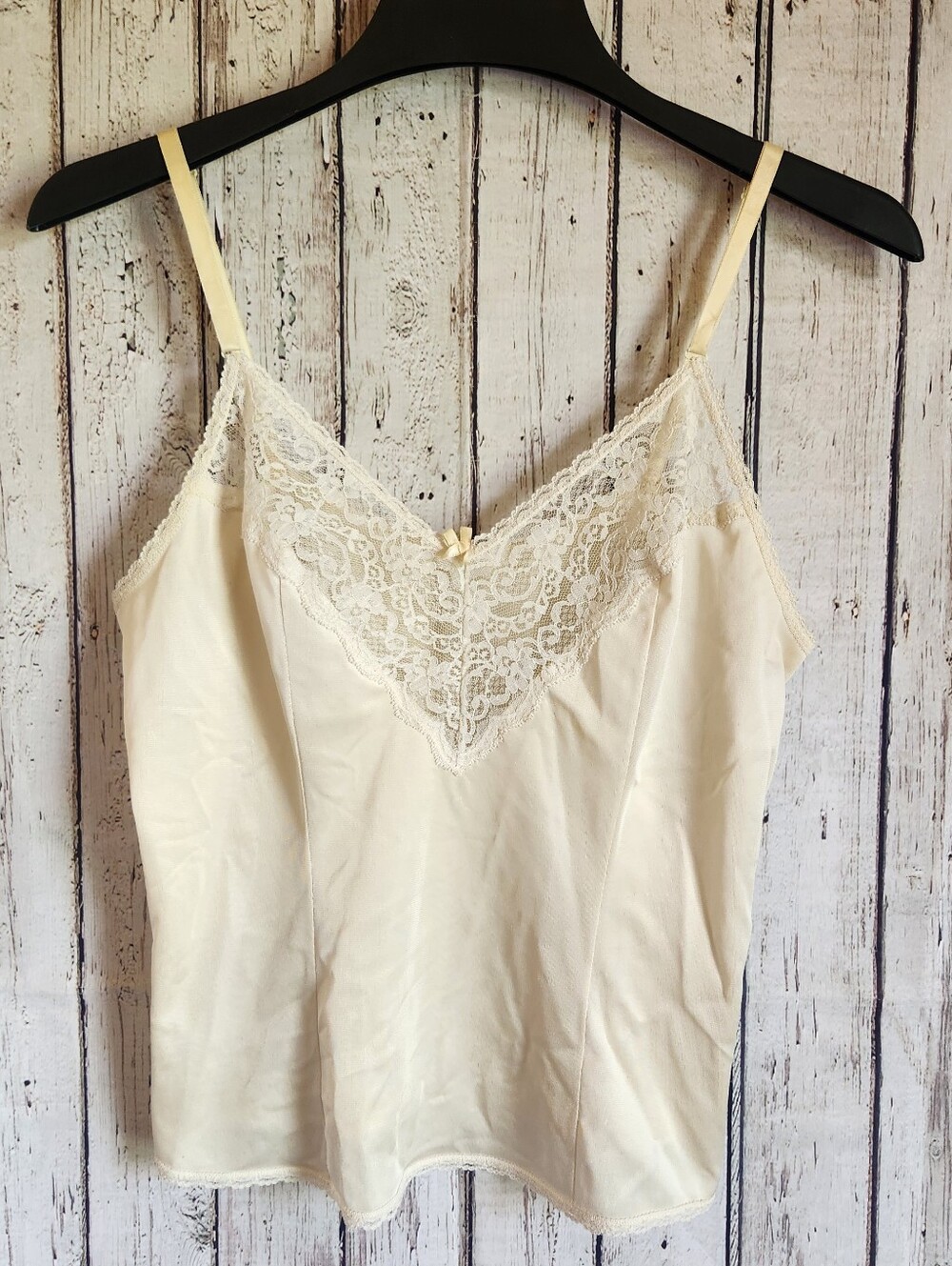 Vintage Sears Cream Lace Trim Slip Tank Camisole 80s